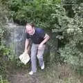 DH comes out of the pill box, A Brome Swan Trip to Calais and the Battery Todt, Cap Gris Nez, France - 11th August 2004