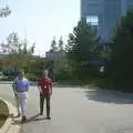 Nick and Joel stride around the campus, A Trip to Libertyville, Illinois, USA - 31st August 2004