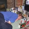 Bill enjoys his fort made of VHS cases, A French Market, Blues and Curry, Diss, Scole and Brome - 17th October 2004