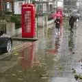 K6 phone boxes on Kensington High Street, London in the Rain - 18th November 2004