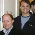 Nick does bunny ears behind Martin, Qualcomm Europe All-Hands, Berkeley Hotel, Knightsbridge - 18th November 2004