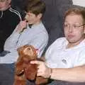 Marc's got a small stuffed toy from somewhere, Bill's Birthday and Lights in the Dark, Yaxley and Brome, Suffolk - 11th December 2004