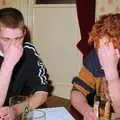 The lads are deep in thought, Fiddler on the Roof and a Railway Inn Quiz, Gislingham and Mellis, Suffolk - 17th February 2005