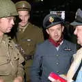 Marc, Bill and DH chat to one of the wardens, A 1940s VE Dance At Debach Airfield, Debach, Suffolk - 11th June 2005