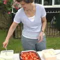 Phil's mum serves up some salad, A Combine Harvester and the Pig Roast, Thrandeston, Suffolk - 26th June 2005