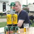 Bill and a stack of cans, A Combine Harvester and the Pig Roast, Thrandeston, Suffolk - 26th June 2005
