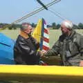 The Stearman pilot gets a handshake, A Day With Janie the P-51D Mustang, Hardwick Airfield, Norfolk - 17th July 2005