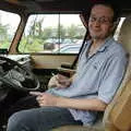 Richard in the driver's seat, Richard Panton's Van and Alex Hill at Revolution Records, Diss and Cambridge - 29th July 2005