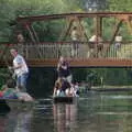 Boys on the bridge bomb Peter Knowles's punt, Qualcomm goes Punting on the Cam, Grantchester Meadows, Cambridge - 18th August 2005