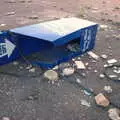 A wrecked Daily Fail newspaper box, Dead Transport Artefacts: Abandoned Petrol Station and Little Chef, Kentford, Suffolk - 8th September 2005