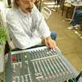 Rob twiddles knobs on the new desk, Sam and Daisy at the Angel Café, Diss, Norfolk - 17th September 2005
