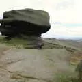Holding on to a wind-sculpted rock, The Pennine Way: Lost on Kinder Scout, Derbyshire - 9th October 2005