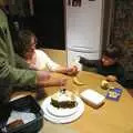 Lolly helps Kai make a banana menorah, Boxing Day Miscellany, Hordle and Barton-on-Sea, Hampshire - 26th December 2005