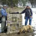 Ken, Jen and the dog pause by the trail marker, California Snow: San Bernadino State Forest, California, US - 26th March 2006