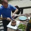 Phil checks the steaks, Phil and the Fair Harbor Fire Engine, Fire Island, New York State, US - 30th April 2006