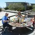 Eating lunch outside the house, Phil and the Fair Harbor Fire Engine, Fire Island, New York State, US - 30th April 2006