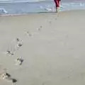 Footprints in the sand, Phil and the Fair Harbor Fire Engine, Fire Island, New York State, US - 30th April 2006