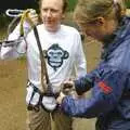 Julian wonders what all the bits of rope do, Qualcomm Cambridge "Go Ape", High Lodge, Thetford Forest - 27th July 2006