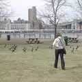 Isobel chases the geese, Crossing Brooklyn Bridge, New York, US - 26th March 2007