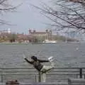 A tourist does a bizarre pose, Liberty Island, A Helicopter Trip and Madison Square Basketball, New York, US - 27th March 2007