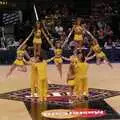 West Virginia's cheerleaders do some acrobatics, Liberty Island, A Helicopter Trip and Madison Square Basketball, New York, US - 27th March 2007