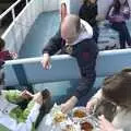 We scoff hot fried clams and shrimp on the ferry, A Return to Fire Island, Long Island, New York State, US - 30th March 2007