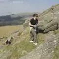 Climbing around the rocks, A Walk up Sheepstor and Visiting Sis and Matt, Dartmoor and Chagford, Devon - 9th April 2007