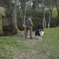 A dog walker, A Walk up Sheepstor and Visiting Sis and Matt, Dartmoor and Chagford, Devon - 9th April 2007