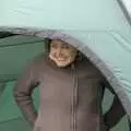 Isobel cheekily peers out from the tent, A 1940s Airfield Hangar Dance, Debach, Suffolk - 9th June 2007