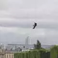 Some dude abseils off the Eiffel Tower, Genesis Live at Parc Des Princes, Paris, France - 30th June 2007