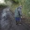 Matt clears out a leaf-clogged drainage ditch, Matt's Allotment and Meldon Hill, Chagford, Devon - 26th December 2007