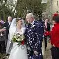 Rachel and Gov and a shower of confetti, Gov and Rachel's Wedding, Thorndon, Suffolk - 2nd February 2008