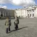 Isobel and Louise stride across the cobbles, Easter in Dublin, Ireland - 21st March 2008