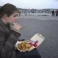 Isobel eats fish and chips, Connor Pass, Slea Head and Dingle, County Kerry, Ireland - 4th May 2008