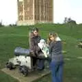 The gang mess about on an old cannon, A Trip to Orford Castle, Suffolk - 14th March 2009