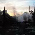 Steam and smoke drift away into the sunset, A Fire at Valley Farm, Thrandeston, Suffolk - 24th June 2009