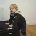 Fred pokes around on a suitcase, A Trip to Evelyn and Louise's, Monkstown Farm, County Dublin, Ireland - October 25th 2009