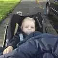 Fred in his buggy, A Trip to Evelyn and Louise's, Monkstown Farm, County Dublin, Ireland - October 25th 2009