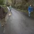 A stripey ginger cat follows us up the road, Easter in Chagford and Hoo Meavy, Devon - 3rd April 2010