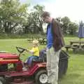 Fred sits on a ride-on lawnmower, The BSCC Weekend Away, Buckden, St. Neots, Huntingdonshire - 15th May 2010