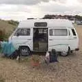 Isobel lounges around outside the van, The BSCC at the Beaky, and The Campervan's First Trip, Dunwich and Aldeburgh, Suffolk - 8th August 2010