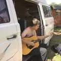 Nosher plays some guitar, Camping with Trains, Yaxham, Norfolk - 29th August 2010