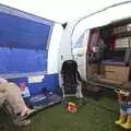 Isobel looks at Fred, Camping with Trains, Yaxham, Norfolk - 29th August 2010