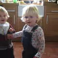 Fred and Elizabeth in the kitchen, Helicopters on the A14, and a Walk at Thornham, Suffolk - 7th October 2010