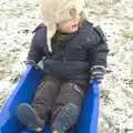 Fred in his sledge, Sledging, A Trip to the Zoo, and Thrandeston Carols, Diss and Banham, Norfolk - 20th December 2010