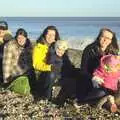 The whole gang on the driftwood log, A Trip to Thorpeness, Suffolk - 9th January 2011