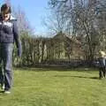 Isobel and Fred in the garden, A Trip To The Coast, Walberswick, Suffolk - 20th March 2011