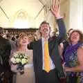 Rob waves to the gallery, Rob and Wilma's Wedding, Thornham and Thrandeston, Suffolk - 6th August 2011