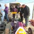 The team discuss the crash damage to Paul's car, TouchType at Silverstone, Northamptonshire - 22nd October 2011