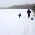 Fred and Isobel on the field, A Snowy February Miscellany, Suffolk - 7th February 2012